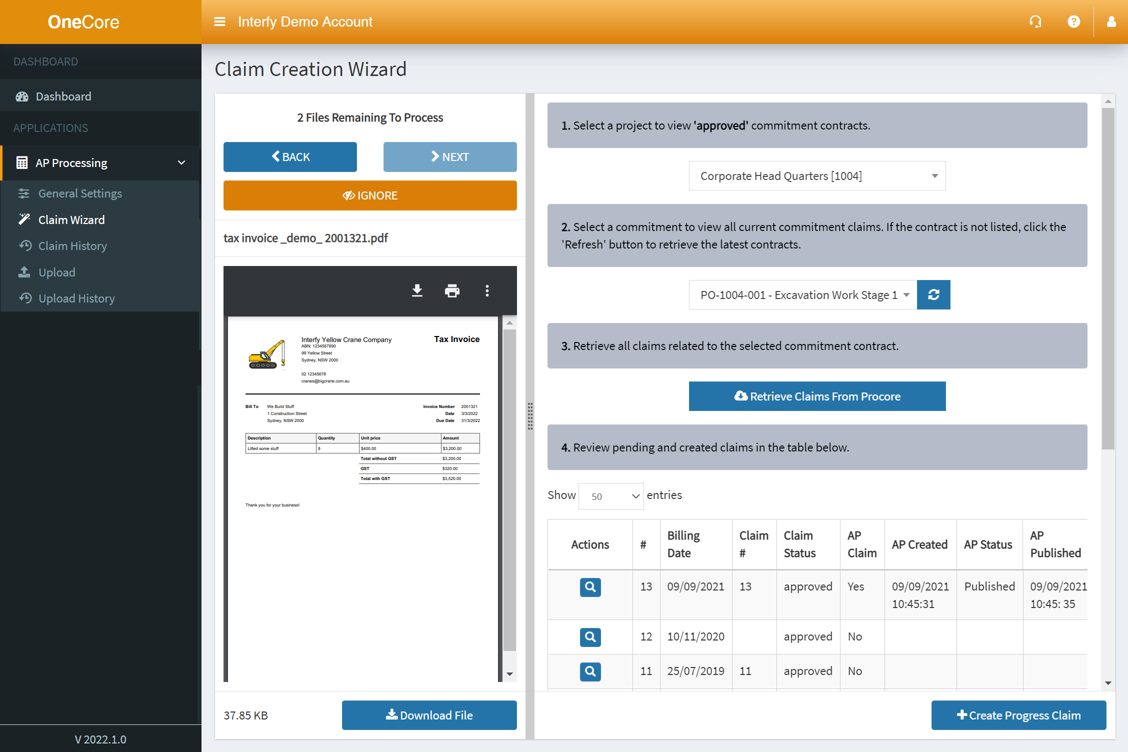 AP Processing Claims Wizard