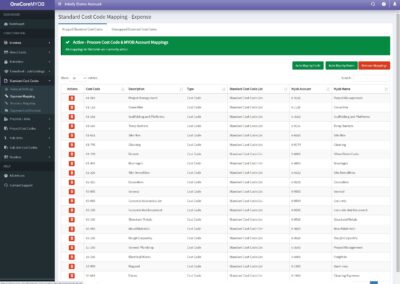 MYOB Standard Cost Codes